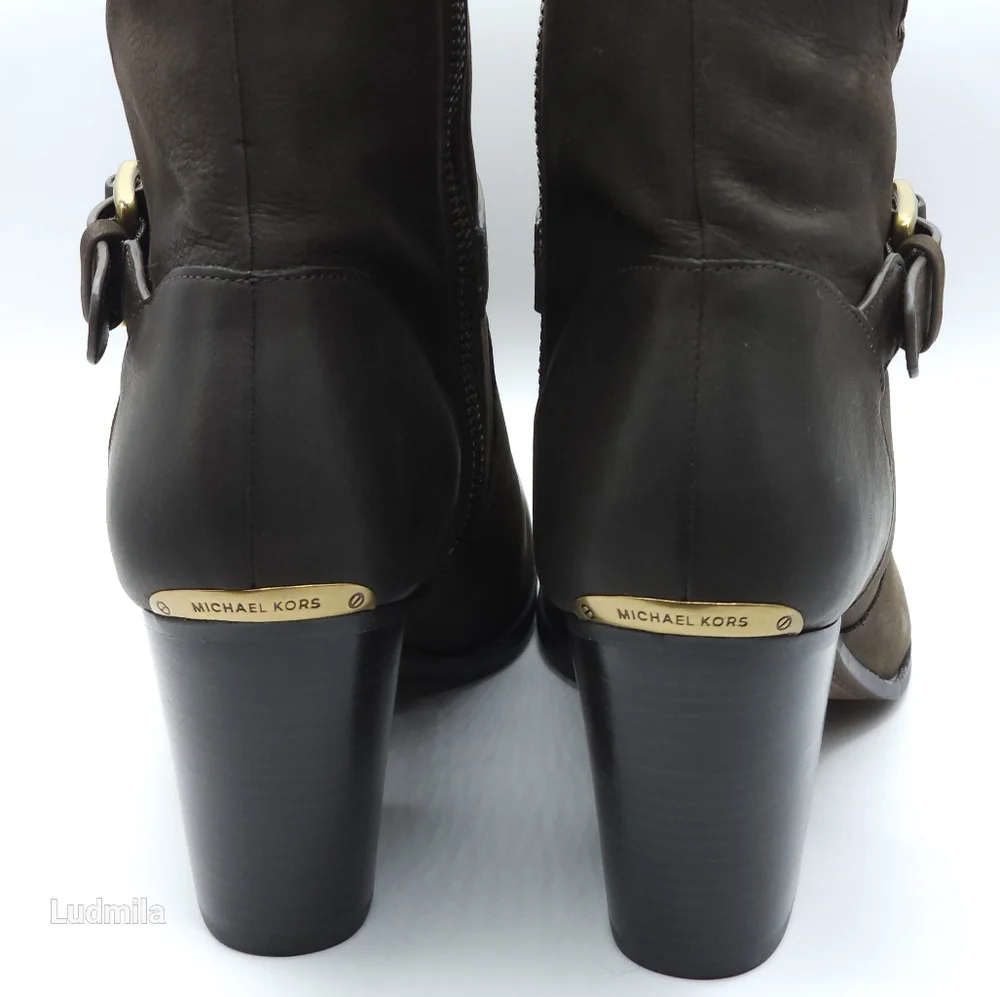 MICHAEL Michael Kors women's size 8 Ashton‎ mid brown leather bootie